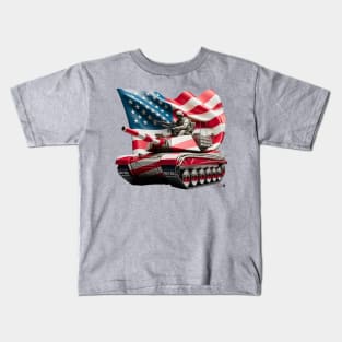 American Military Soldier and USA Flag by focusln Kids T-Shirt